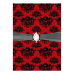 red and black romantic damask invitations