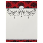 red and black romantic damask custom letterhead