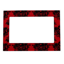red and black romantic damask magnetic photo frames