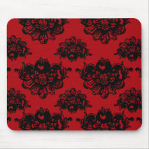 red and black romantic damask mouse pads