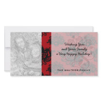 red and black romantic damask photo card template