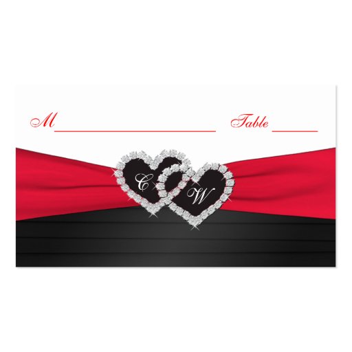 Red and Black Satin Pleats Hearts Placecards Business Card Templates