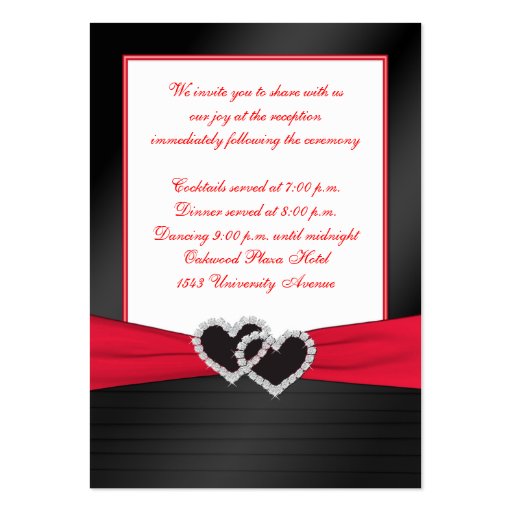 Red and Black Satin Pleats Reception Card Business Card Template (front side)