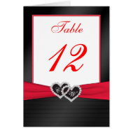 Red and Black Satin Pleats Table Number Card card