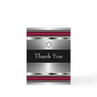 Red and Black Star of David Thank You Card