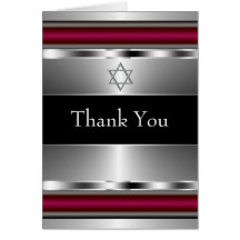 Red and Black Star of David Thank You Card