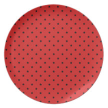 Red and Black Stars Pattern. Plate
