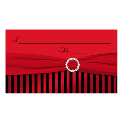 Red and Black Striped Placecards Business Card