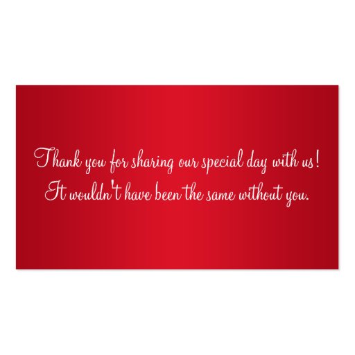 Red and Black Striped Wedding Favor Tag Business Card Templates (back side)