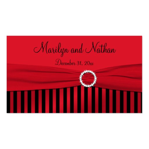 Red and Black Striped Wedding Favor Tag Business Card Templates