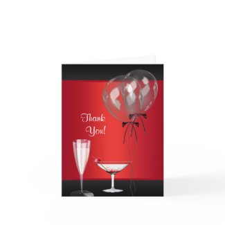 Red and Black Surprise Party Thank You Cards
