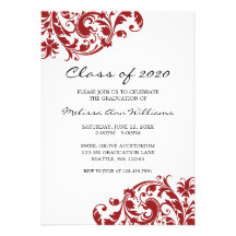 Red and Black Swirl Graduation Announcement