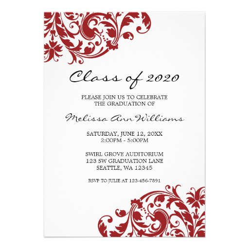 Red and Black Swirl Graduation Announcement