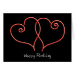 Red and Black Swirl Hearts Birthday Card