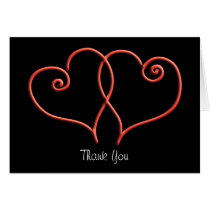 Red and Black Swirl Hearts Thank you Greeting Cards