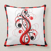 Red and Black Swirl Pillow