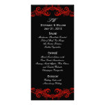 Red and Black Swirl Wedding Reception Menu Customized Rack Card