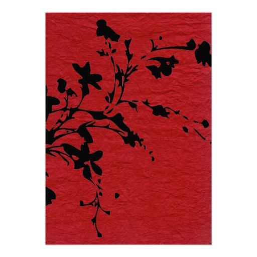 Red and Black Torn Paper Wedding Invitation
