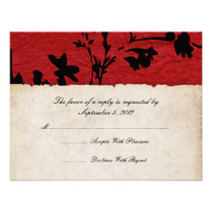 Red and Black Torn Paper Wedding RSVP Announcements