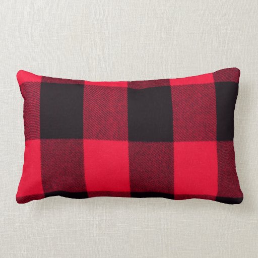 Red and Black Trendy Buffalo Plaid Pillow Zazzle