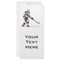 red and black uniform ice hockey player custom rack cards