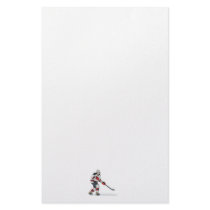 red and black uniform ice hockey player stationery design