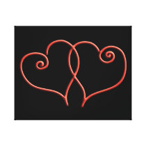 Red and Black Valentines Swirl Hearts Stretched Canvas Prints