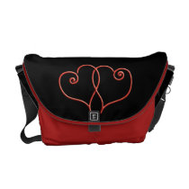 Red and Black Valentines Swirl Hearts Messenger Bags