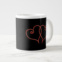 Red and Black Valentines Swirl Hearts Extra Large Mugs