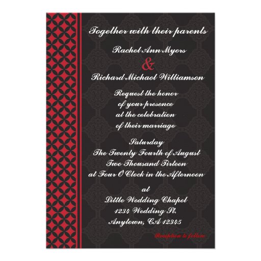 Red and Black Wedding Invitations 5" X 7" Invitation Card | Zazzle