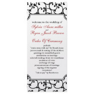 red and black Wedding program rackcard