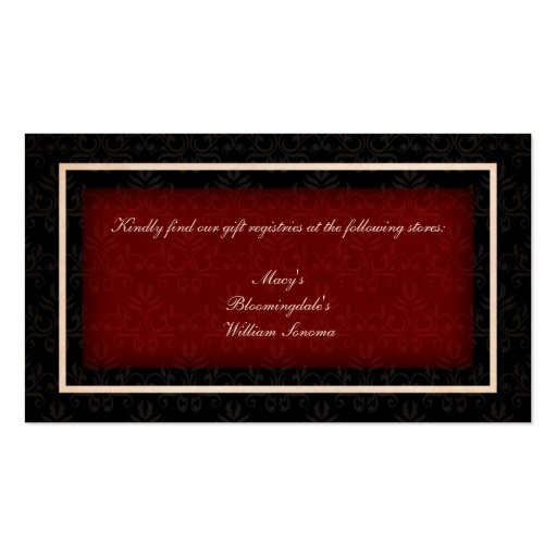Red and Black Winter Wedding Gift Registry Card Business Card Templates (front side)