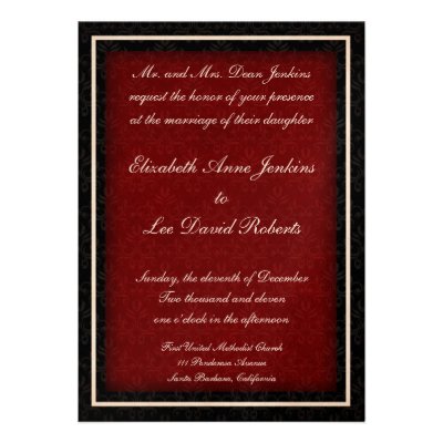 Red and Black Winter Wedding Invitations