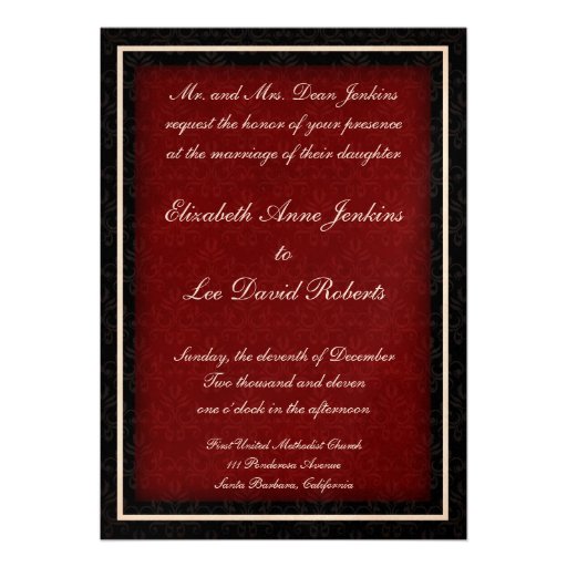 Red and Black Winter Wedding Invitations