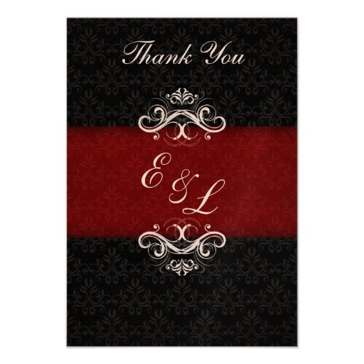 Red and Black Winter Wedding Thank You Note Personalized Announcement