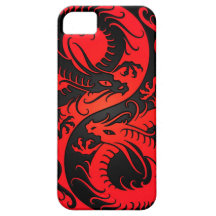 Red and Black Yin Yang Chinese Dragons iPhone 5 Covers