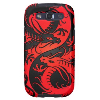 Red and Black Yin Yang Chinese Dragons Samsung Galaxy S3 Cover