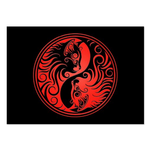 Red and Black Yin Yang Kittens Business Card Templates (front side)