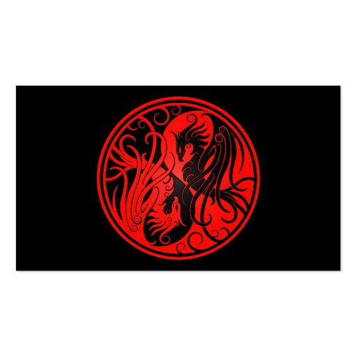 Red and Black Yin Yang Phoenix Business Card (front side)