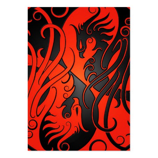 Red and Black Yin Yang Phoenix Business Cards (front side)