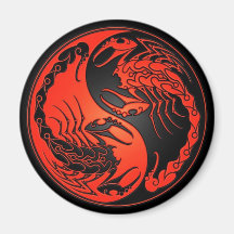 Red and Black Yin Yang Scorpions Fridge Magnet