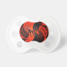 Red and Black Yin Yang Scorpions Pacifiers