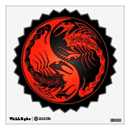 Red and Black Yin Yang Scorpions Wall Graphics | Zazzle