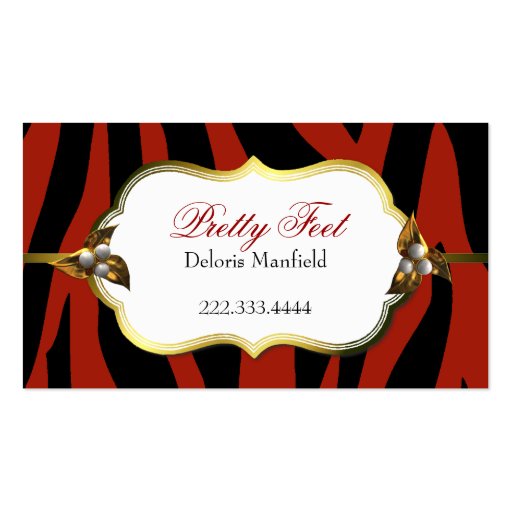 Red and Black Zebra Print Business Card (front side)