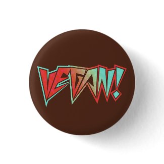 Red and Blue 1980s Rocker Vegan button