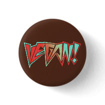 Red and Blue 1980s Rocker Vegan Pinback Button