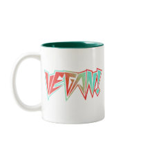 Red and Blue 1980s Rocker Vegan Mugs