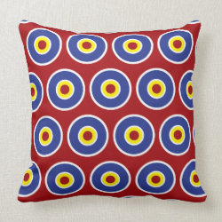 Red and Blue Concentric Circles Bullseye Pattern Pillows