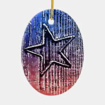 Red and Blue Cool Rustic Star Pop Art Print Christmas Tree Ornament