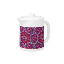Red and Blue Elegant Pattern ornate teapot teapots